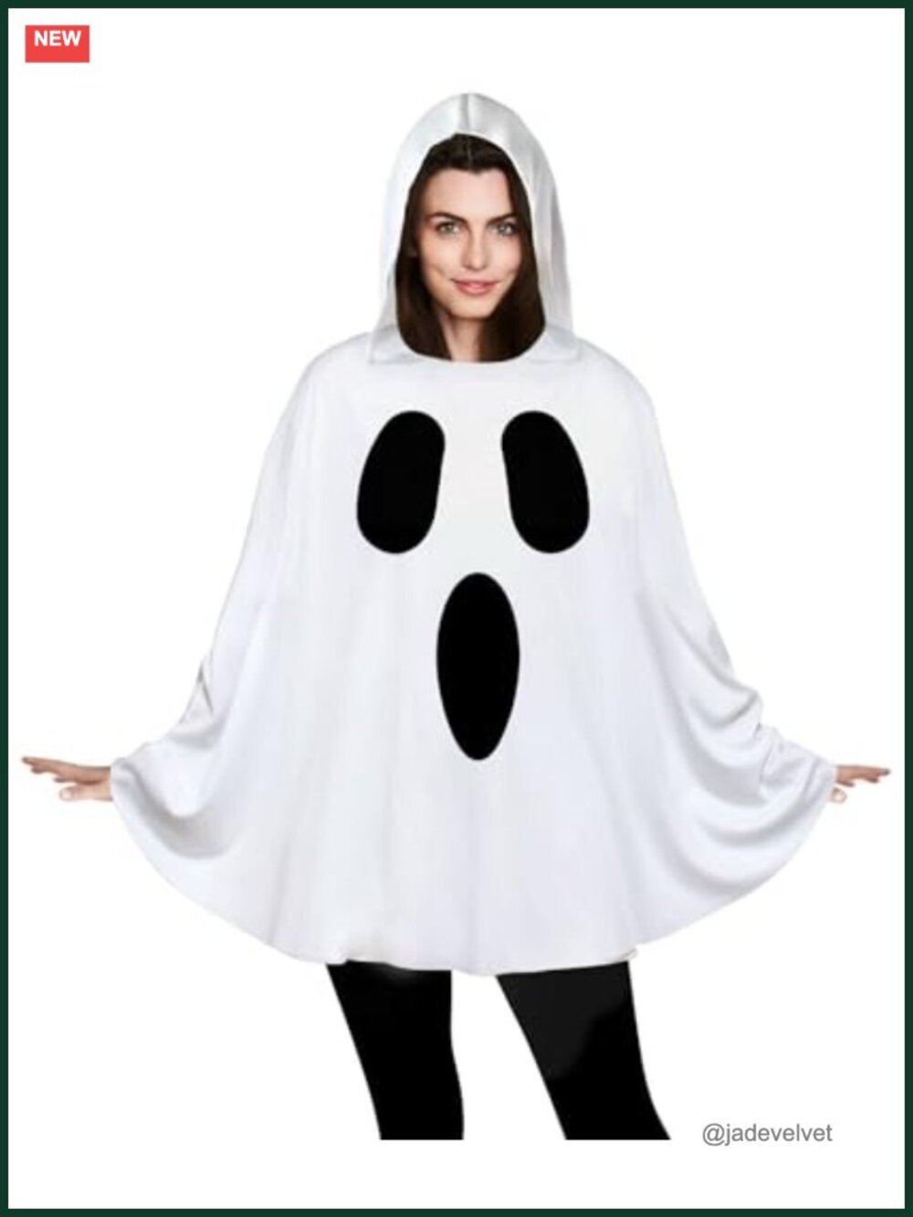 Ghost Costume for Women, Hooded Poncho Cape, Halloween Cosplay